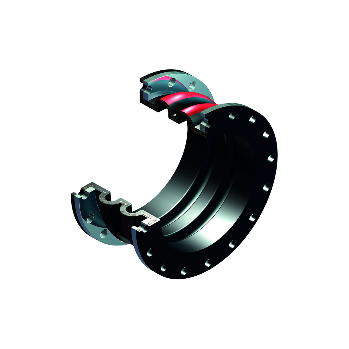 Molded double ball rubber joint